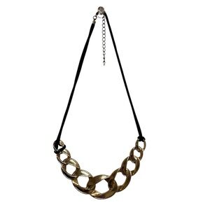 Gold Necklace with Black Cord